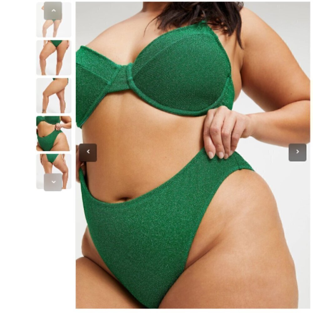 Good American Sparkle Better High Full Coverage Bikini Bottom Size 5/6  2XL-3XL